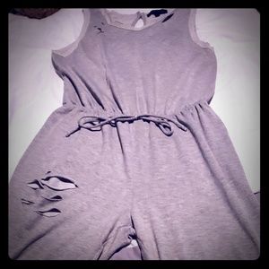 Ripped up pant romper